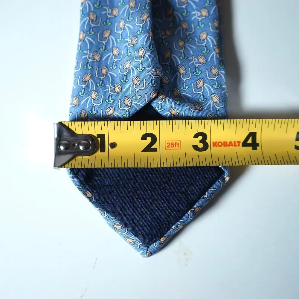 Vineyard Vines Neck Tie Blue Football Goalposts Field Goal Pattern Kids Short